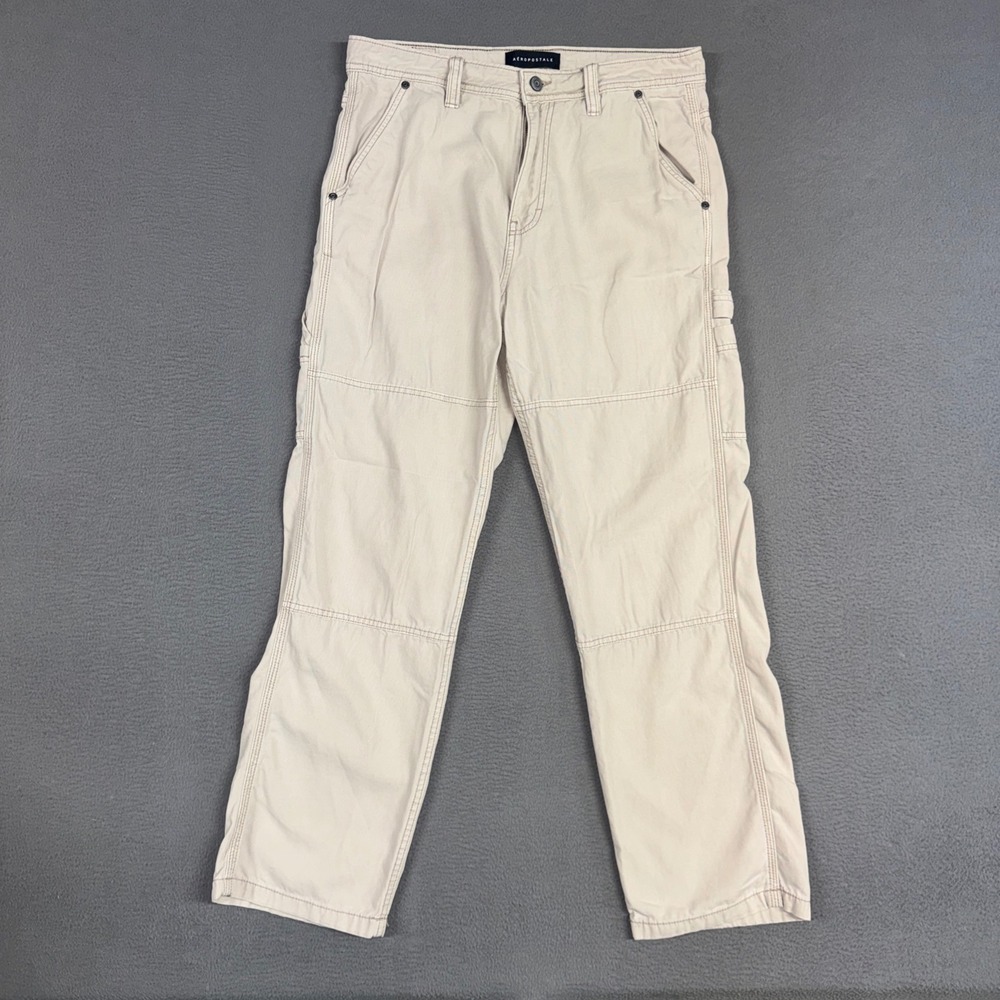 Aeropostale Pants Womens Small Beige Carpenter Utility Straight Cotton Canvas